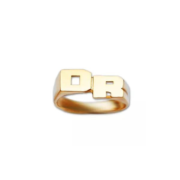 Sterling Silver Block Letter Monogram Ring