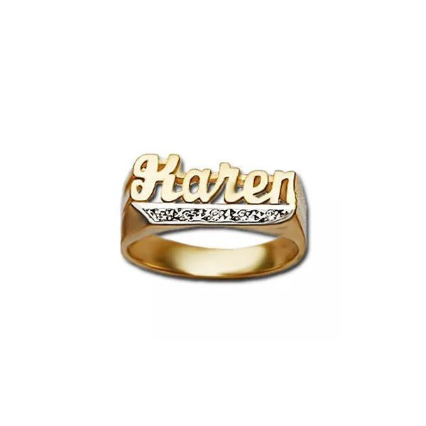 Nameplate ring store real gold